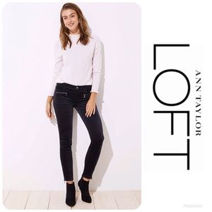 LOFT Jeans Women’s 24 Black Velvet Ankle Zip Skinny $79.50 NWT!